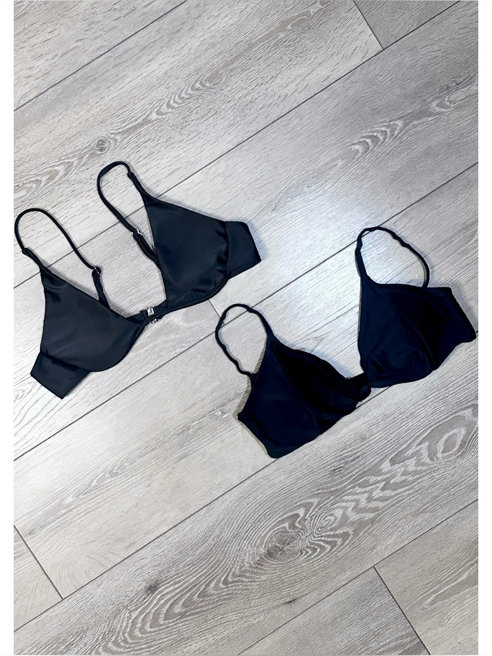 Lot Of 2 Bikini Tops Black Swimwear With Removable Padding & Adjustable Straps
